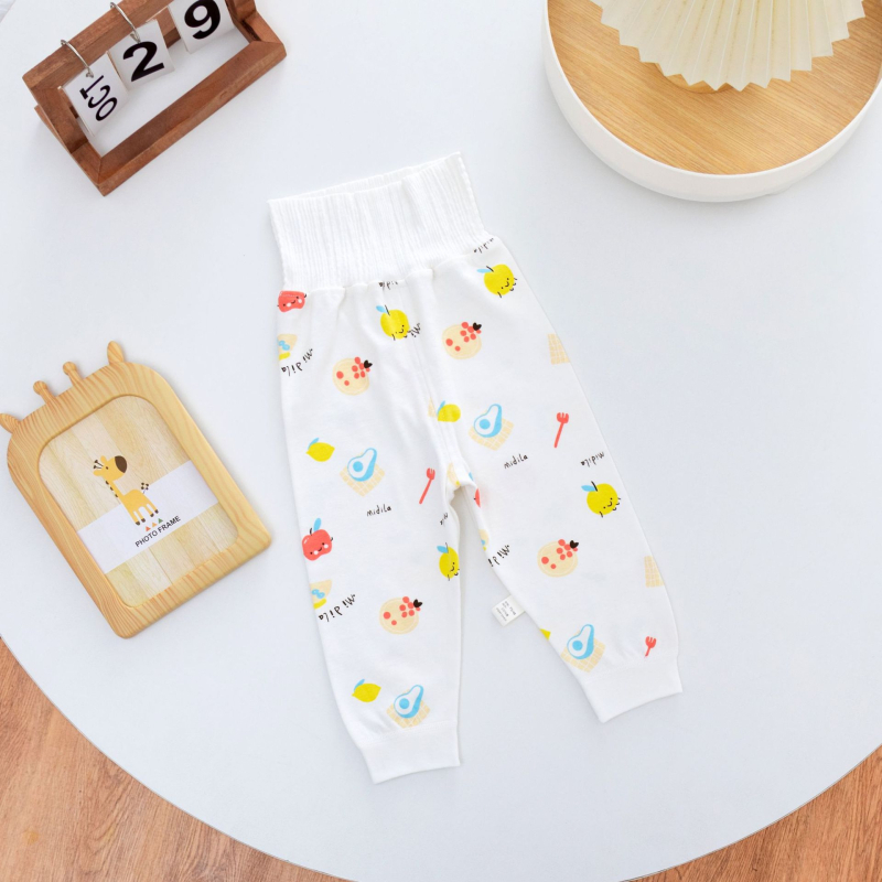 Kūdikių aukšto juosmens kelnytės pilvo apsaugai, 100% medvilnė, švelniai šveičiama medžiaga, unisex, ruduo–žiema, amžiaus grupė 1–3 metų