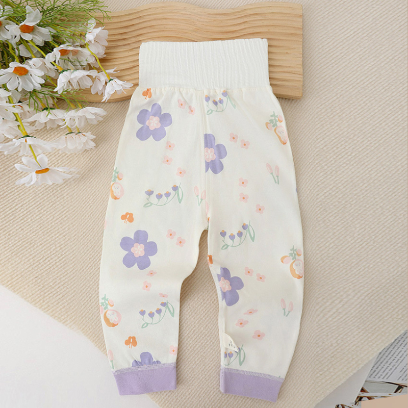 Kūdikių aukšto juosmens kelnytės pilvo apsaugai, 100% medvilnė, švelniai šveičiama medžiaga, unisex, ruduo–žiema, amžiaus grupė 1–3 metų