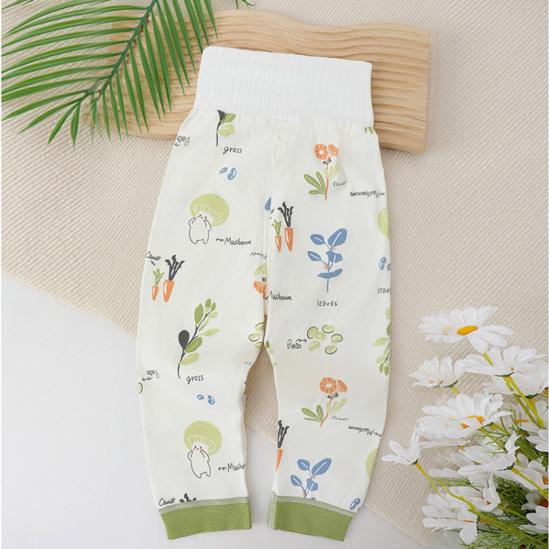 Kūdikių aukšto juosmens kelnytės pilvo apsaugai, 100% medvilnė, švelniai šveičiama medžiaga, unisex, ruduo–žiema, amžiaus grupė 1–3 metų