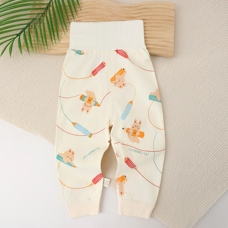 Kūdikių aukšto juosmens kelnytės pilvo apsaugai, 100% medvilnė, švelniai šveičiama medžiaga, unisex, ruduo–žiema, amžiaus grupė 1–3 metų