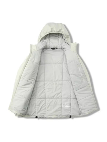 Geacă cu glugă din nylon, umplutură poliesterică, ușoară, călduroasă, cu fermoar