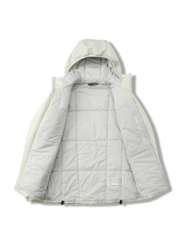 Geacă cu glugă din nylon, umplutură poliesterică, ușoară, călduroasă, cu fermoar