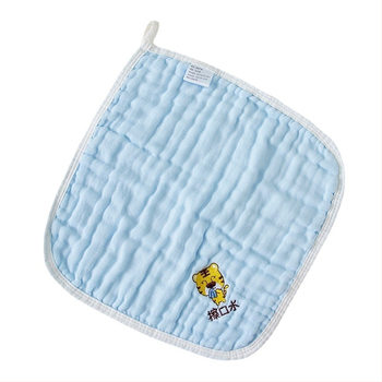 Kokvilnas bērnu marles dvieli ar karikatūras tīģera izšuvumu, sešslāņu, 30 g, 40s diegs