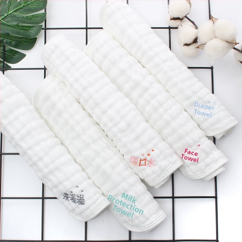 Kokvilnas bērnu marles dvieli ar karikatūras tīģera izšuvumu, sešslāņu, 30 g, 40s diegs