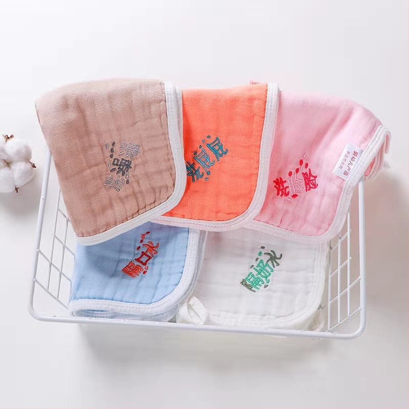 Kokvilnas bērnu marles dvieli ar karikatūras tīģera izšuvumu, sešslāņu, 30 g, 40s diegs