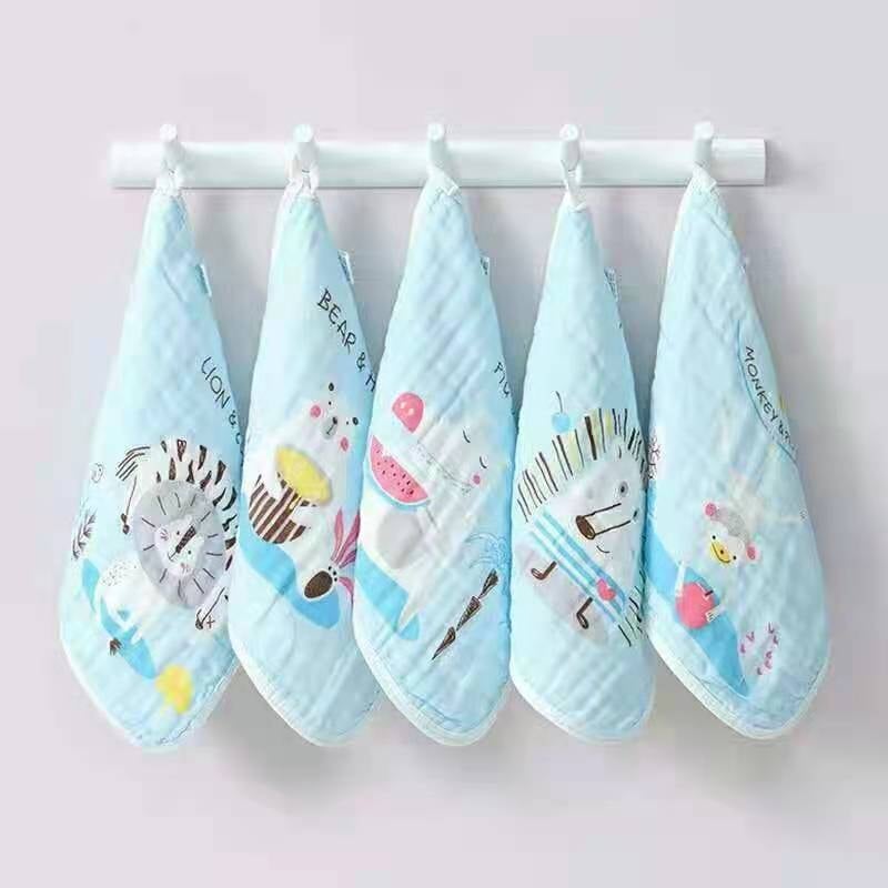 Kokvilnas bērnu marles dvieli ar karikatūras tīģera izšuvumu, sešslāņu, 30 g, 40s diegs