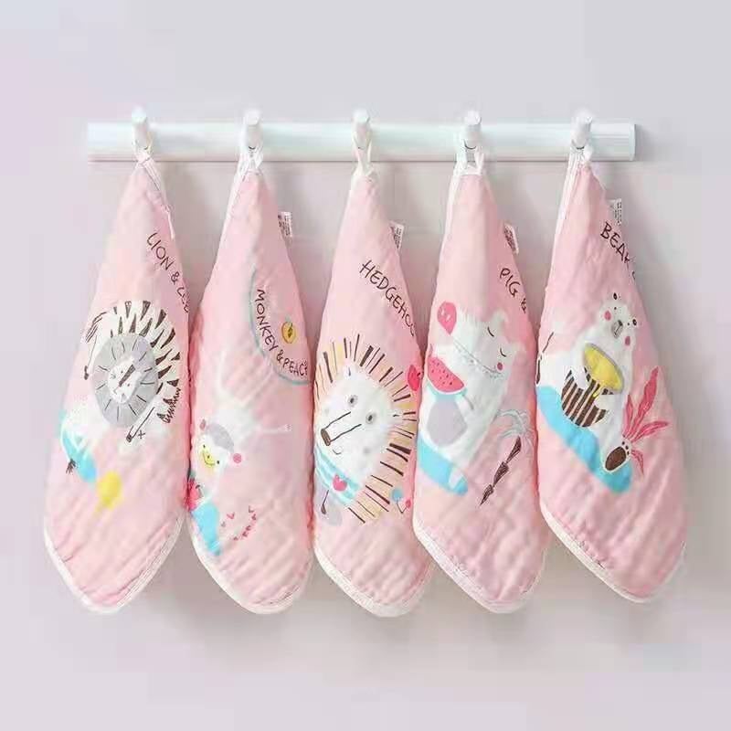 Kokvilnas bērnu marles dvieli ar karikatūras tīģera izšuvumu, sešslāņu, 30 g, 40s diegs