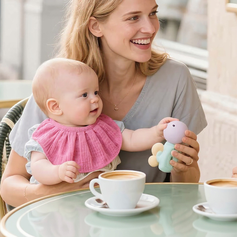 Bib za bebe i djecu do 3 godine – 360° čipkasti dizajn, 100% pamuk gaze, upijanje vode