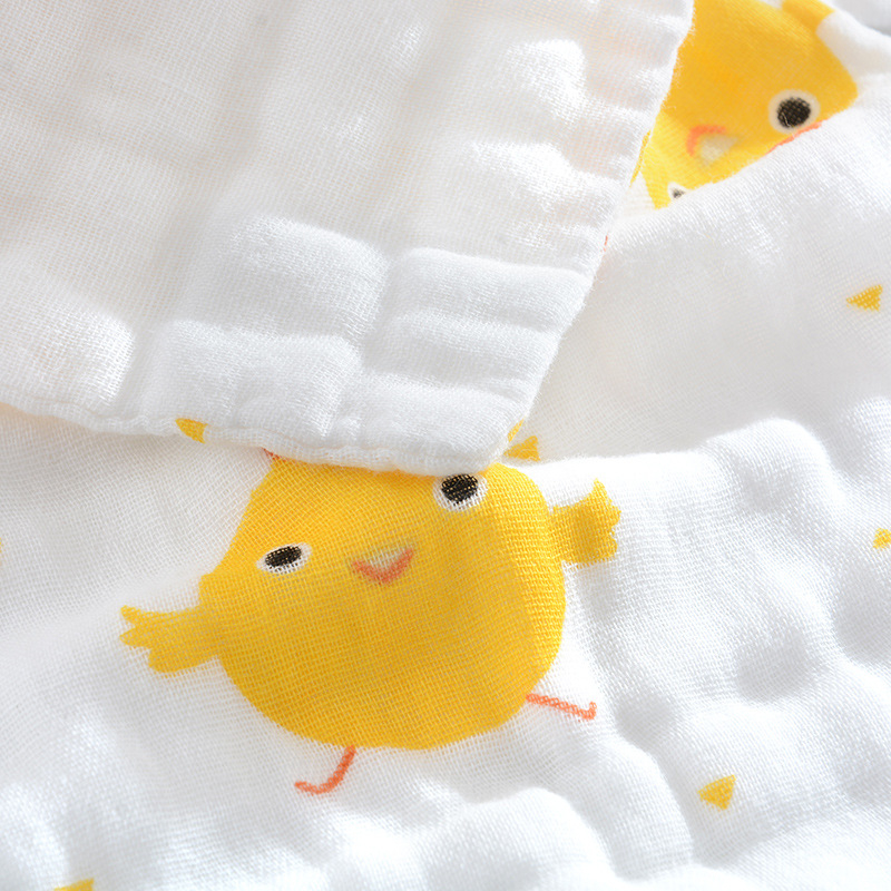 Kokvilnas gāze bērnu dvielis, diegu specifikācija 40, plakanais audums ar apdruku, viegls zem 50 g, logotipa personalizācijas iespēja