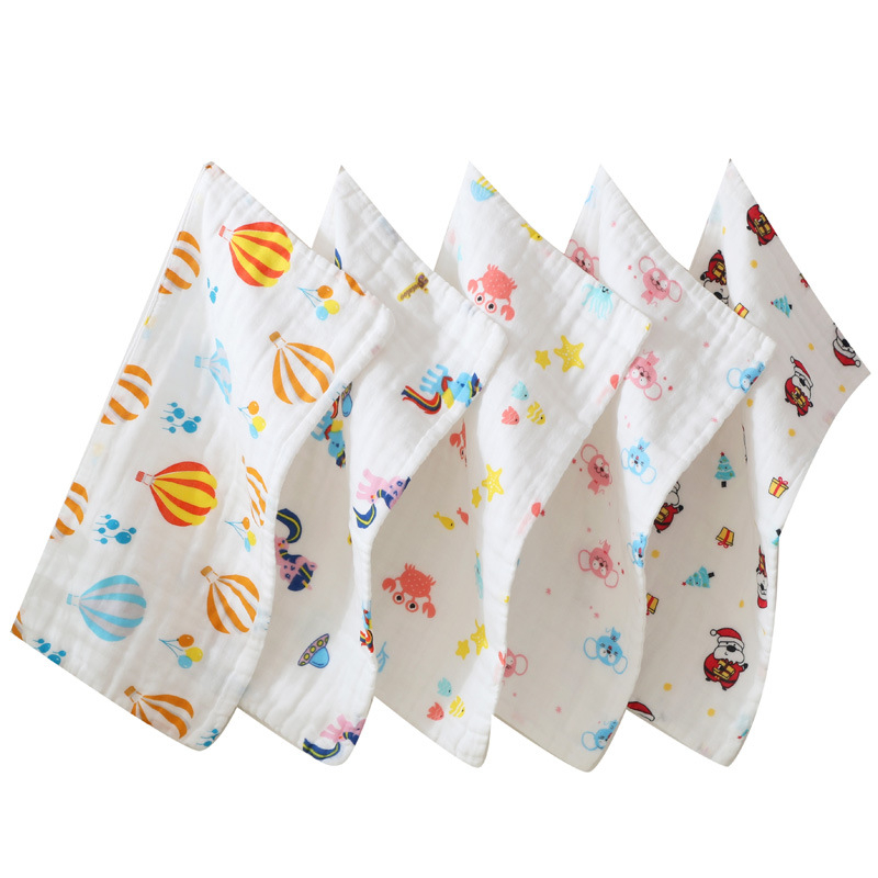 Kokvilnas gāze bērnu dvielis, diegu specifikācija 40, plakanais audums ar apdruku, viegls zem 50 g, logotipa personalizācijas iespēja