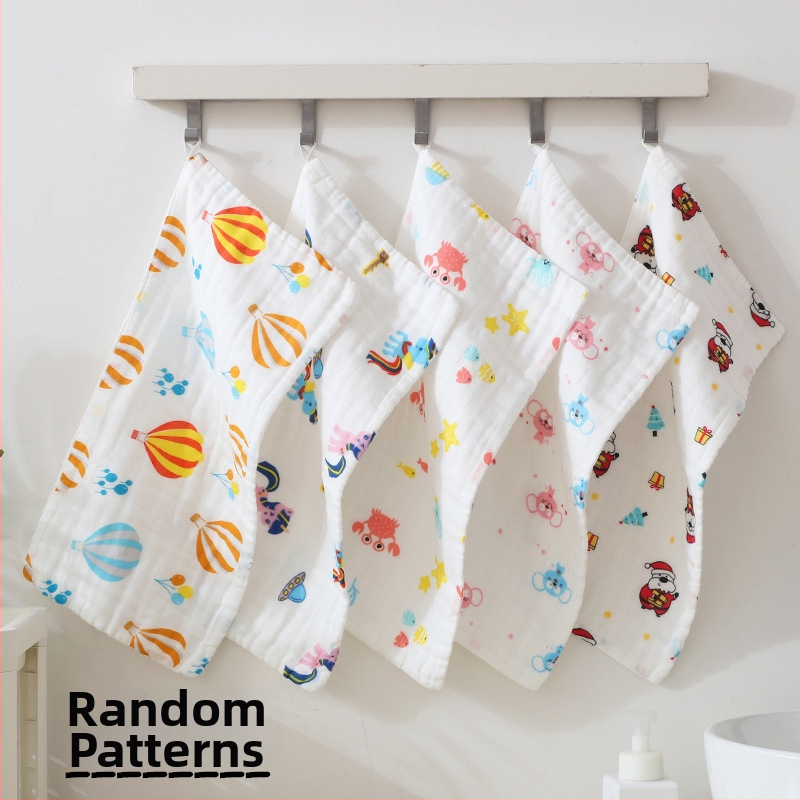 Kokvilnas gāze bērnu dvielis, diegu specifikācija 40, plakanais audums ar apdruku, viegls zem 50 g, logotipa personalizācijas iespēja