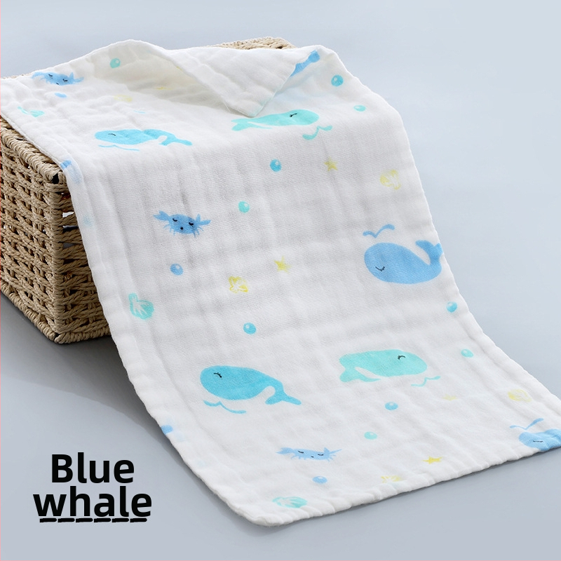 Kokvilnas gāze bērnu dvielis, diegu specifikācija 40, plakanais audums ar apdruku, viegls zem 50 g, logotipa personalizācijas iespēja