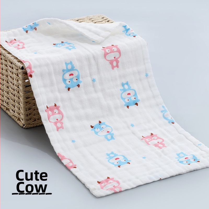 Kokvilnas gāze bērnu dvielis, diegu specifikācija 40, plakanais audums ar apdruku, viegls zem 50 g, logotipa personalizācijas iespēja