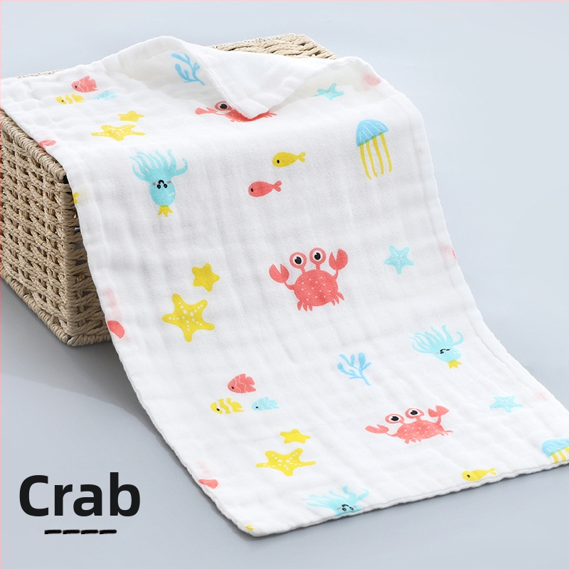 Kokvilnas gāze bērnu dvielis, diegu specifikācija 40, plakanais audums ar apdruku, viegls zem 50 g, logotipa personalizācijas iespēja