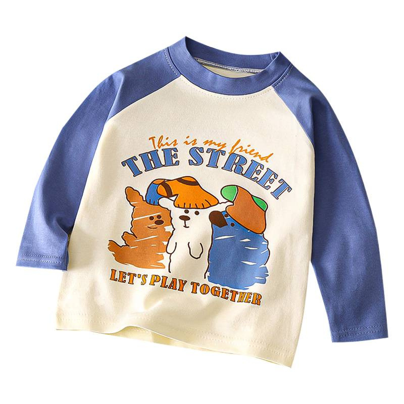 Vaikų marškinėliai su ilgomis rankovėmis, Korėjietiško stiliaus, 100% medvilnė, 3–8 metų amžiaus, raštas: animacinis/gyvūnai