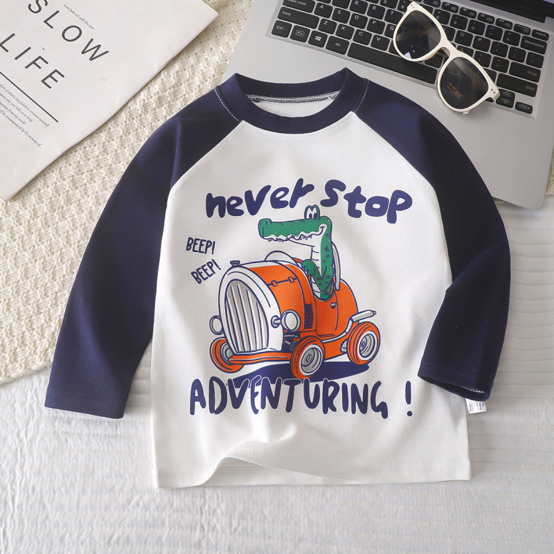 Vaikų marškinėliai su ilgomis rankovėmis, Korėjietiško stiliaus, 100% medvilnė, 3–8 metų amžiaus, raštas: animacinis/gyvūnai