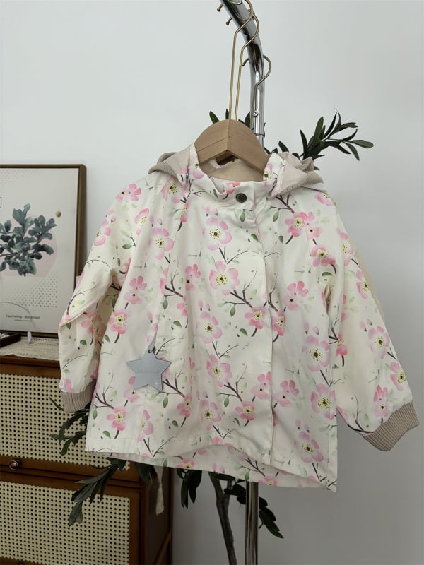 Unisex vaikų vėjo striukė su gobtuvu, nuimamas gobtuvas; 100% poliesteris; skirta vaikams 3–8 m.; pavasario 2025 dizainas