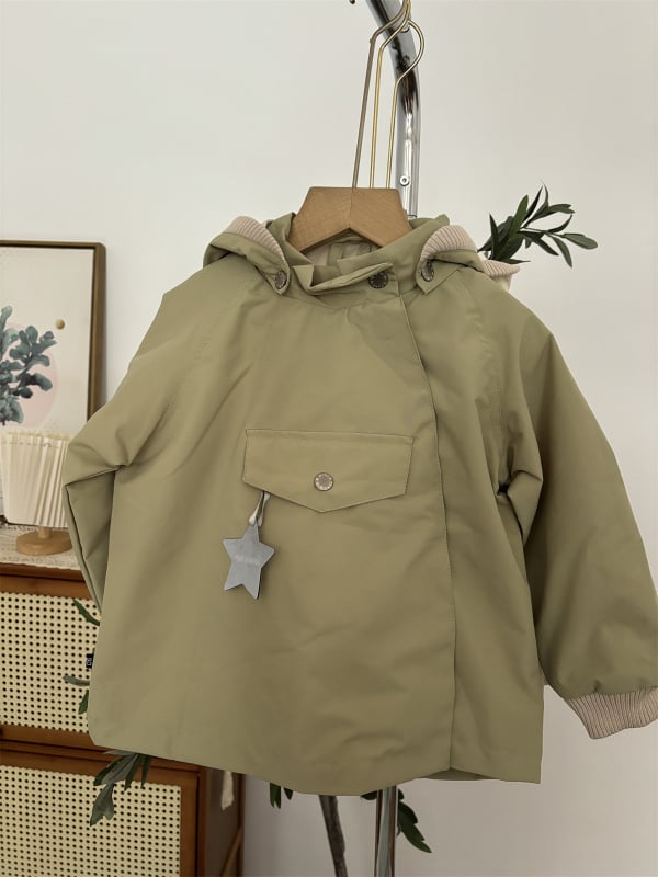 Unisex vaikų vėjo striukė su gobtuvu, nuimamas gobtuvas; 100% poliesteris; skirta vaikams 3–8 m.; pavasario 2025 dizainas