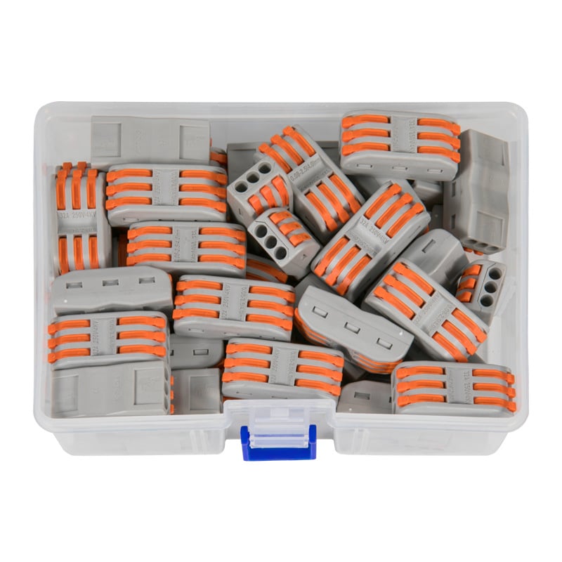 Savienots kastes kolekcijas vadu savienotājs – 3 kodoli, elektroinstalācijām; modelis: Conjoined box collection; minimālais pasūtījums: 20 gab.