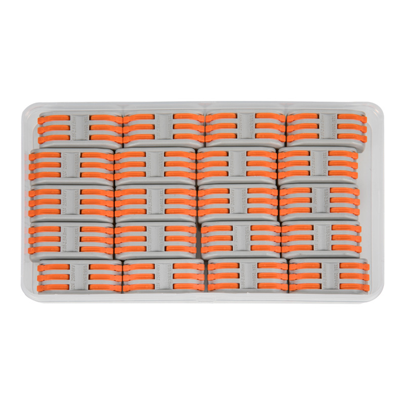 Savienots kastes kolekcijas vadu savienotājs – 3 kodoli, elektroinstalācijām; modelis: Conjoined box collection; minimālais pasūtījums: 20 gab.