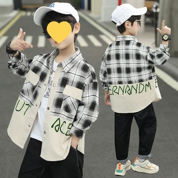 Vaiko ilgomis rankovėmis marškiniai su languotu raštu, 95% medvilnė, švelnus apdorojimas, 8+ metų, ruduo 2025