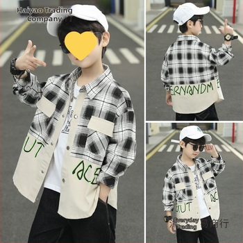 Vaiko ilgomis rankovėmis marškiniai su languotu raštu, 95% medvilnė, švelnus apdorojimas, 8+ metų, ruduo 2025