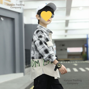 Vaiko ilgomis rankovėmis marškiniai su languotu raštu, 95% medvilnė, švelnus apdorojimas, 8+ metų, ruduo 2025