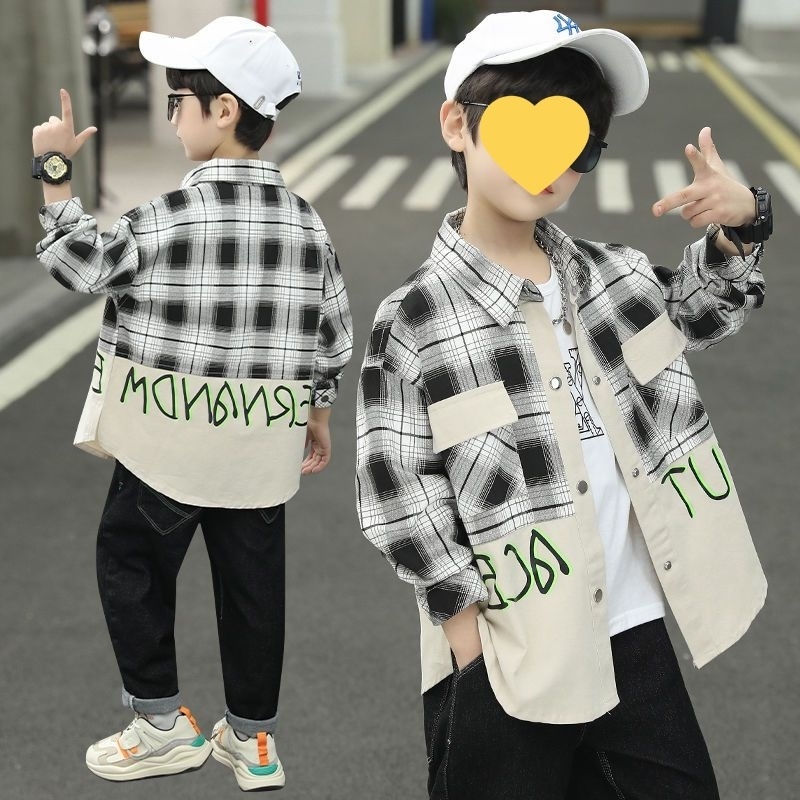 Vaiko ilgomis rankovėmis marškiniai su languotu raštu, 95% medvilnė, švelnus apdorojimas, 8+ metų, ruduo 2025