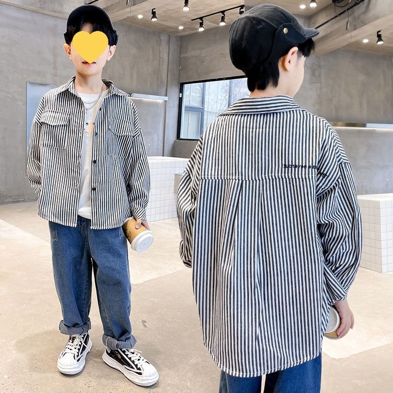 Vaiko ilgomis rankovėmis marškiniai su languotu raštu, 95% medvilnė, švelnus apdorojimas, 8+ metų, ruduo 2025