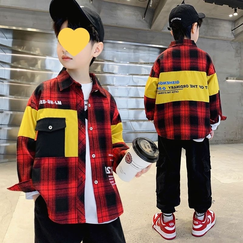 Vaiko ilgomis rankovėmis marškiniai su languotu raštu, 95% medvilnė, švelnus apdorojimas, 8+ metų, ruduo 2025