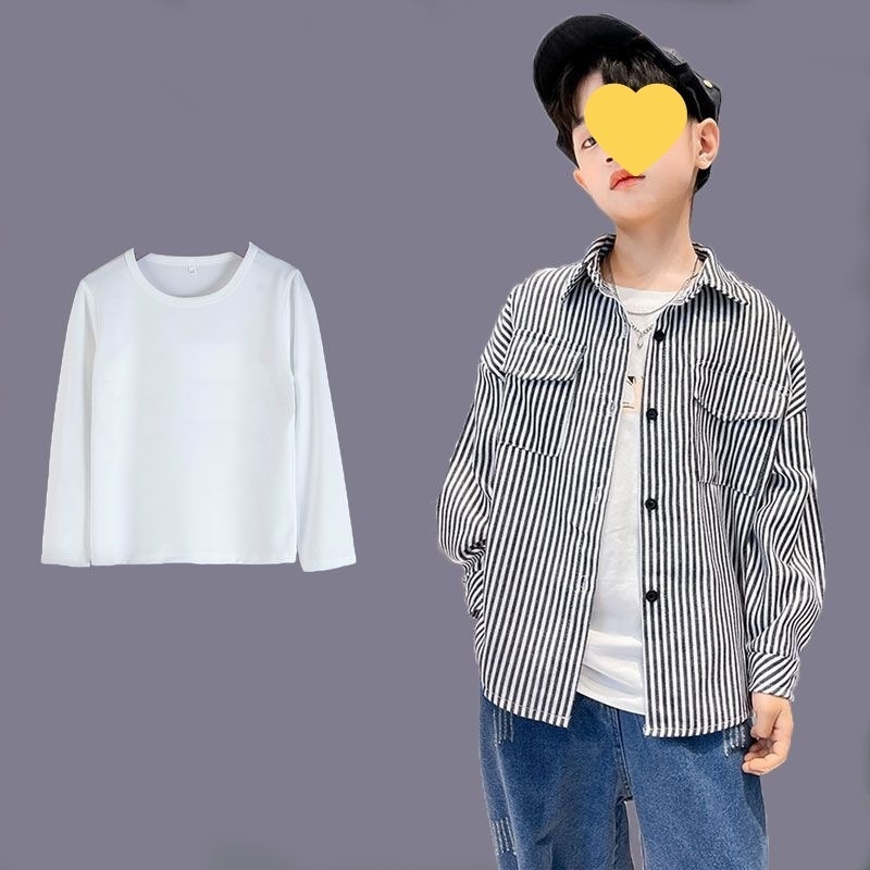 Vaiko ilgomis rankovėmis marškiniai su languotu raštu, 95% medvilnė, švelnus apdorojimas, 8+ metų, ruduo 2025