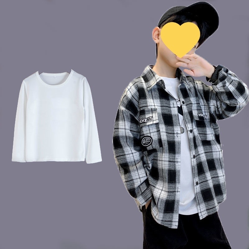 Vaiko ilgomis rankovėmis marškiniai su languotu raštu, 95% medvilnė, švelnus apdorojimas, 8+ metų, ruduo 2025