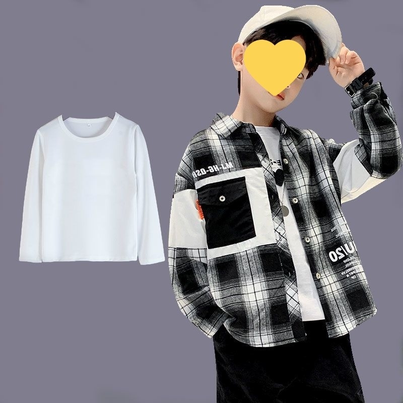 Vaiko ilgomis rankovėmis marškiniai su languotu raštu, 95% medvilnė, švelnus apdorojimas, 8+ metų, ruduo 2025