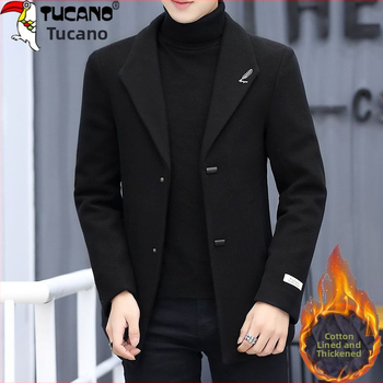 Palton corduroy cu țesătură de in, nasturi la un rând, guler sacou