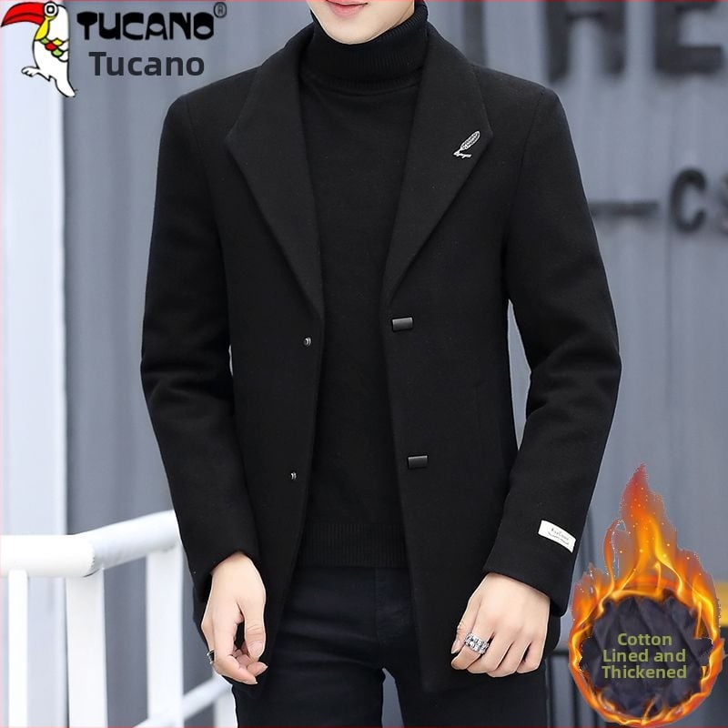 Palton corduroy cu țesătură de in, nasturi la un rând, guler sacou