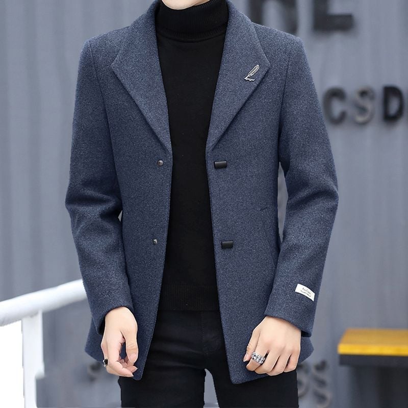 Palton corduroy cu țesătură de in, nasturi la un rând, guler sacou