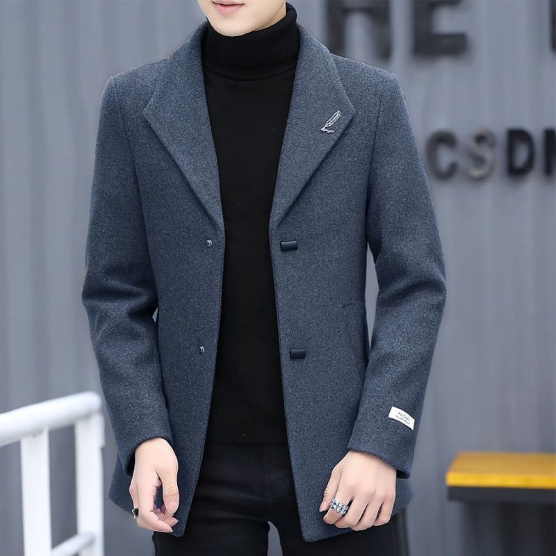 Palton corduroy cu țesătură de in, nasturi la un rând, guler sacou