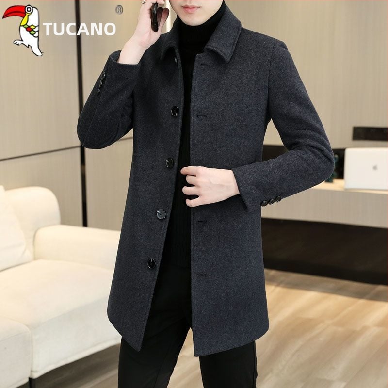 Palton corduroy cu țesătură de in, nasturi la un rând, guler sacou