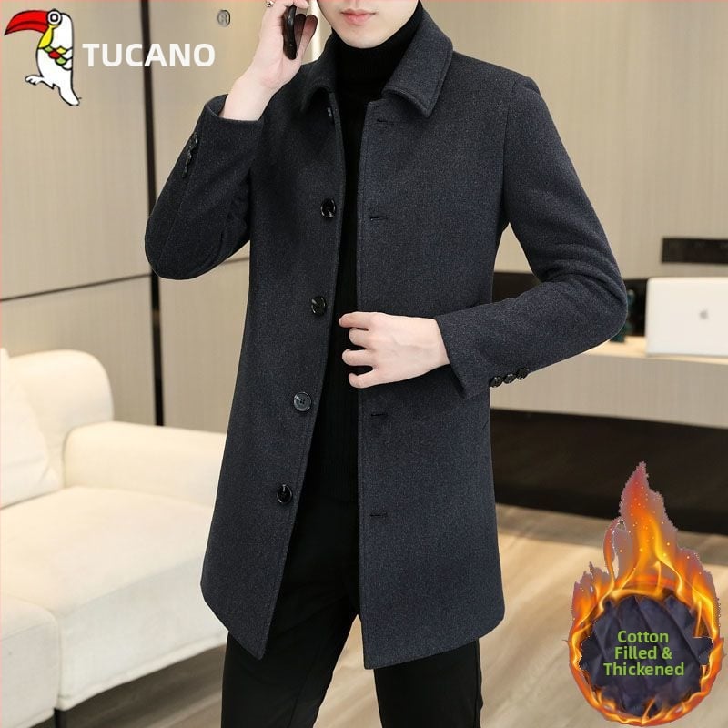 Palton corduroy cu țesătură de in, nasturi la un rând, guler sacou