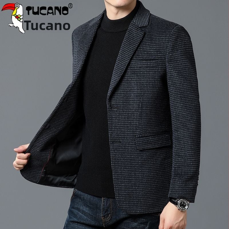 Palton corduroy cu țesătură de in, nasturi la un rând, guler sacou