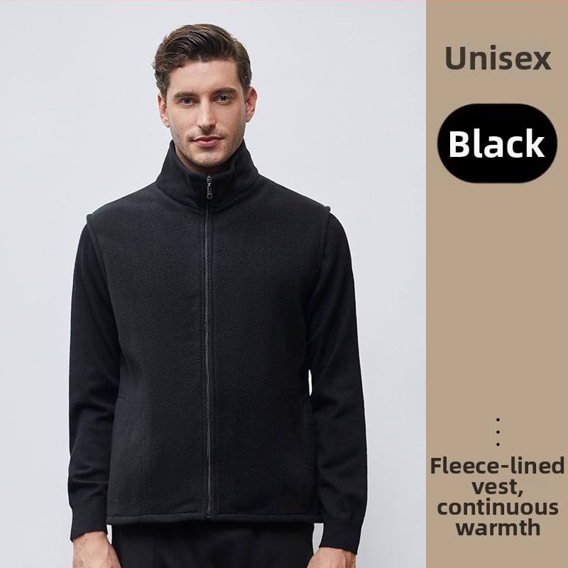 Работна жилетка от полиестер със флисово подплътяване, стояща яка, цип за закопчаване, странични джобове, за есен и зима