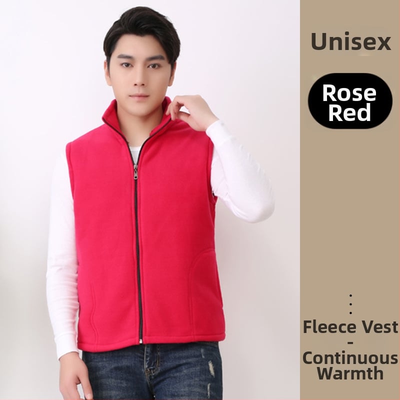 Работна жилетка от полиестер със флисово подплътяване, стояща яка, цип за закопчаване, странични джобове, за есен и зима