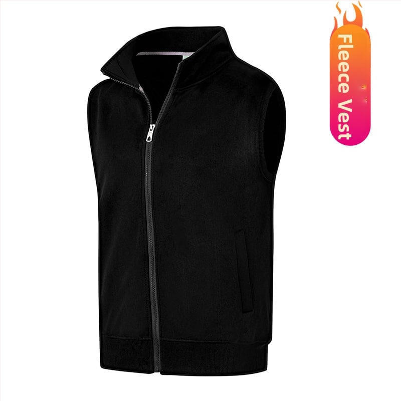 Работна жилетка от полиестер със флисово подплътяване, стояща яка, цип за закопчаване, странични джобове, за есен и зима