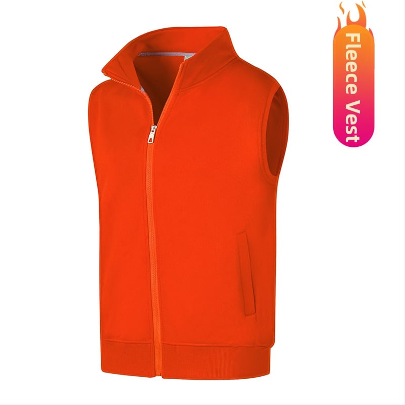 Работна жилетка от полиестер със флисово подплътяване, стояща яка, цип за закопчаване, странични джобове, за есен и зима