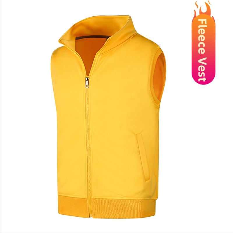 Работна жилетка от полиестер със флисово подплътяване, стояща яка, цип за закопчаване, странични джобове, за есен и зима
