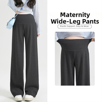 Nėščiųjų plačių kelnių su žemu juosmeniu, be spaudimo pilvui, Chenille pamušalas