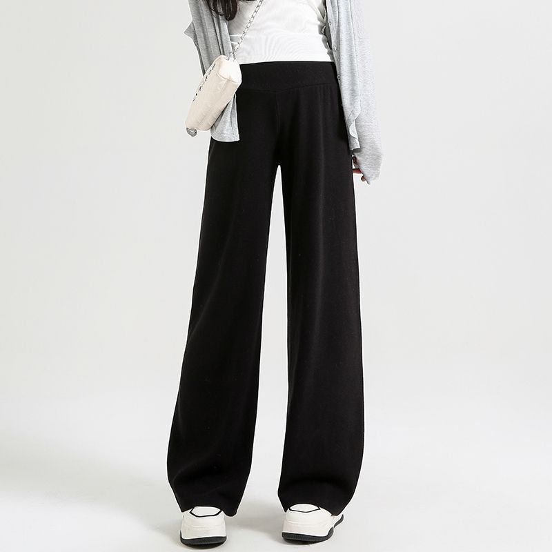 Nėščiųjų plačių kelnių su žemu juosmeniu, be spaudimo pilvui, Chenille pamušalas