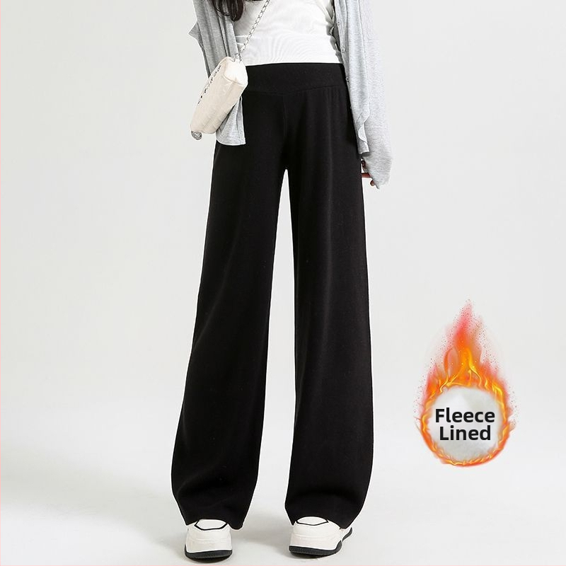 Nėščiųjų plačių kelnių su žemu juosmeniu, be spaudimo pilvui, Chenille pamušalas