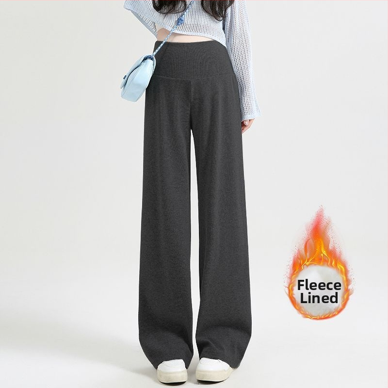 Nėščiųjų plačių kelnių su žemu juosmeniu, be spaudimo pilvui, Chenille pamušalas