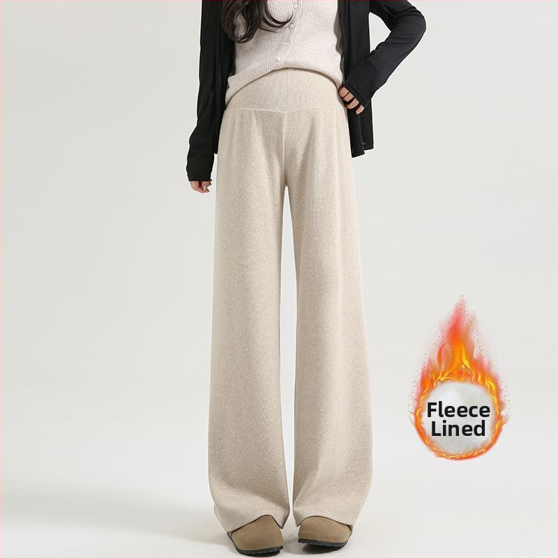 Nėščiųjų plačių kelnių su žemu juosmeniu, be spaudimo pilvui, Chenille pamušalas